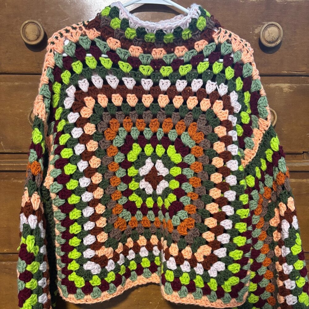 HANDMADE GRANNY SQUARE CROCHET SWEATER